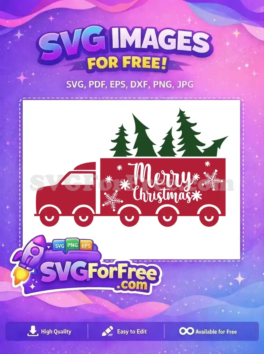 Free Red Truck Free Christmas Trees Merry Christmas Free SVG 1