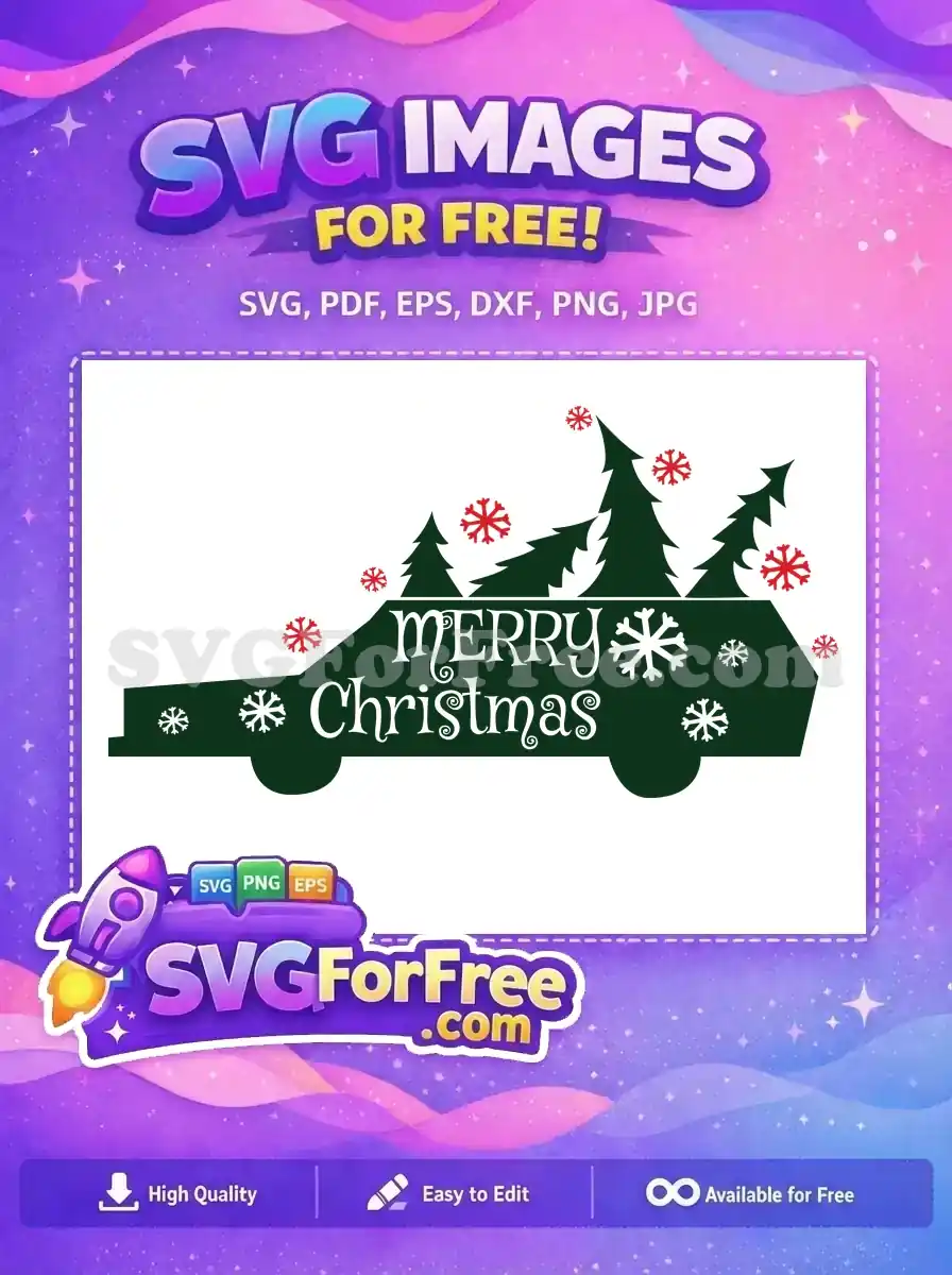 Free Christmas Trees Car Free Red Snowflakes Merry Christmas Free SVG