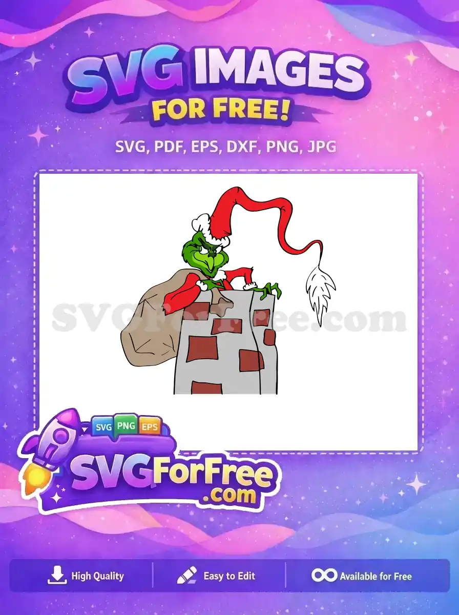 Free Grinch Climbing Chimney Free Sack Dr Seuss Free SVG