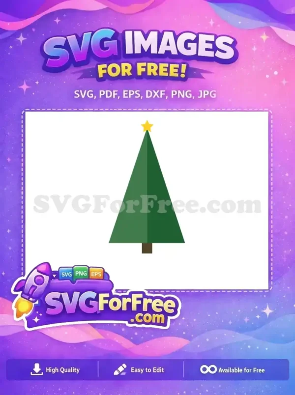 Free Green Tree Free Yellow Star Christmas Free SVG 1