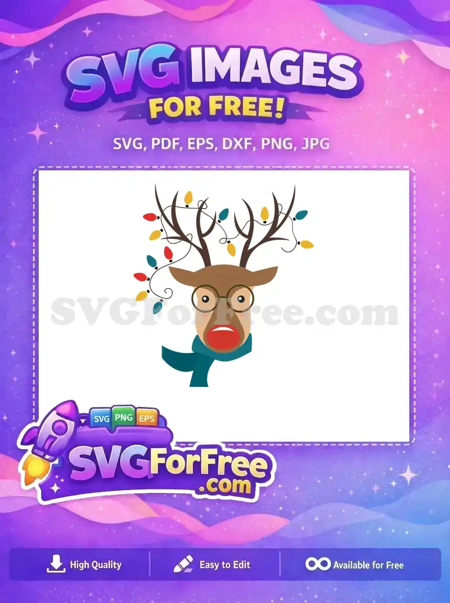 Free Nerdy Reindeer Free Colorful Antlers Dr Seuss Christmas Free SVG