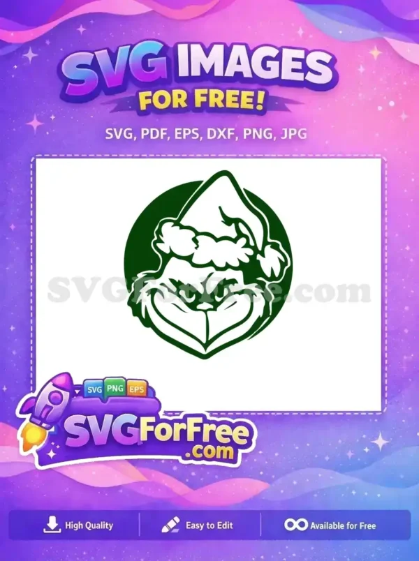 Free Grumpy Grinch Face Free Santa Hat Dr Seuss Christmas Free SVG 2