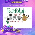 Free Smiling Rudolph Red Nosed Free Christmas Holly Dr Seuss Free SVG - Instant Download