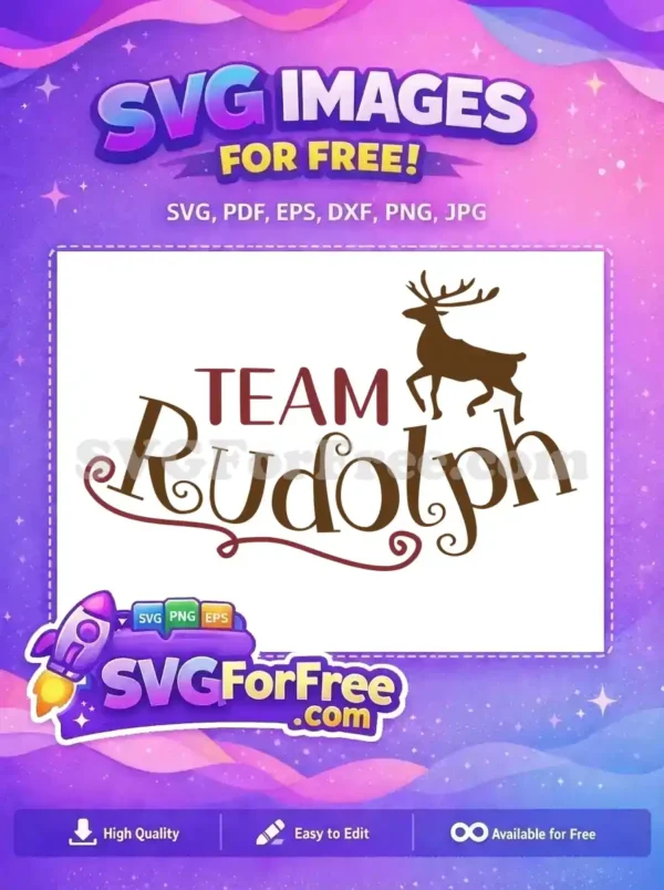 Free Brown Reindeer Free Dr Seuss Swirly Team Rudolph Christmas Free SVG