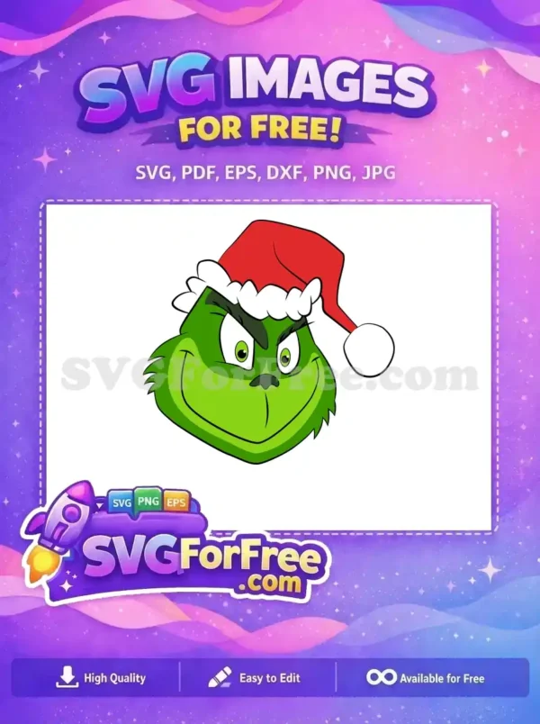 Free Mischievous Grinch Free Santa Hat Dr Seuss Free SVG Free Mischievous Grinch Free Santa Hat Dr Seuss Free SVG