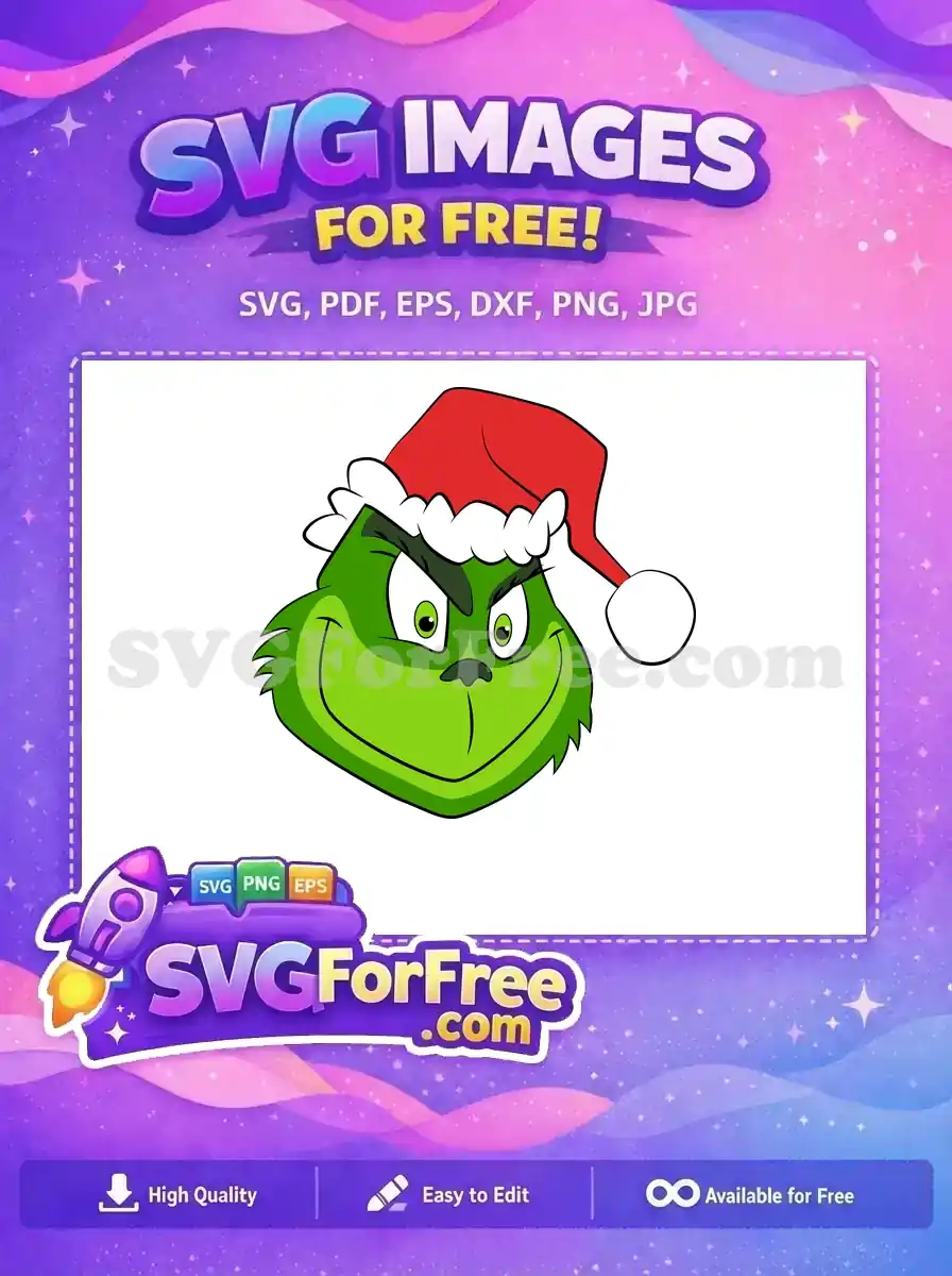 Free Mischievous Grinch Free Santa Hat Dr Seuss Free SVG