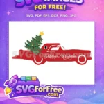 Free Red Vintage Truck Free Christmas Tree Lights Dr Seuss Merry Free SVG - Instant Download