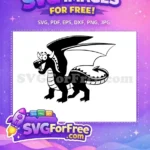 Free Exciting Black Silhouette Free Mighty Wings Horns Dragon Free SVG - Instant Download