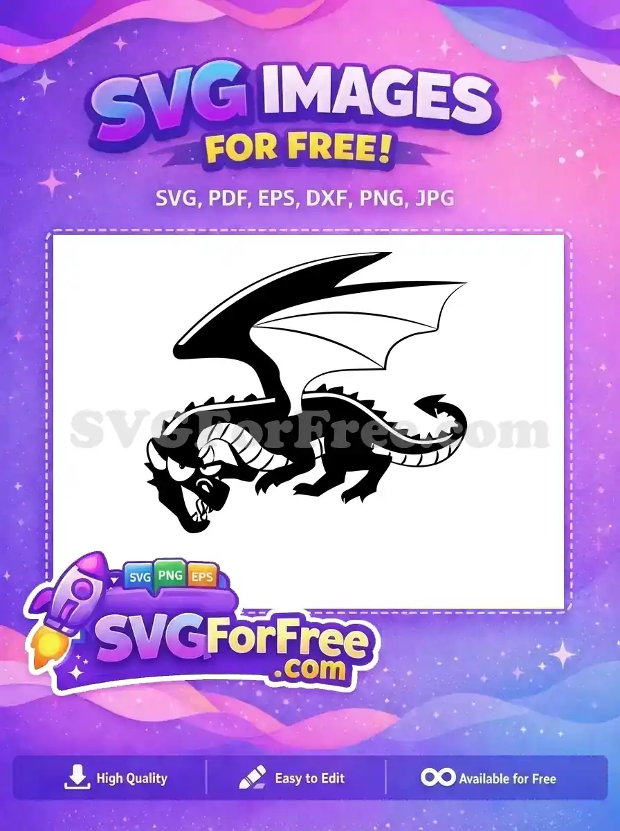 Free Cartoon Angry Dragon Free Black Silhouette Mythical Free SVG