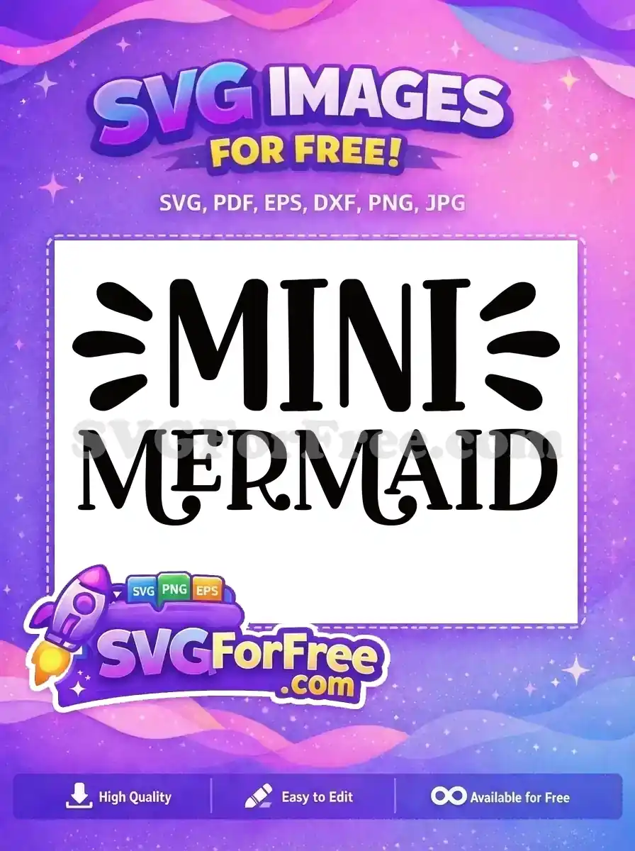 Free Black Whimsical Lettering Free Mini Mermaid Dreams Quotes Free SVG