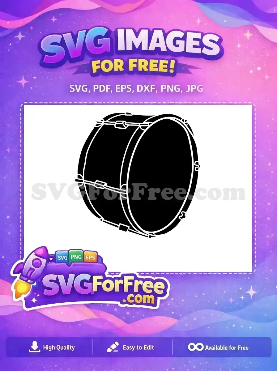 Free Black Outline Drum Free Percussion Instrument Band Music Free SVG
