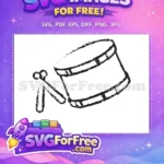 Free Black White Distressed Drum Free Matching Drumsticks Musical Percussion Free SVG - Instant Download