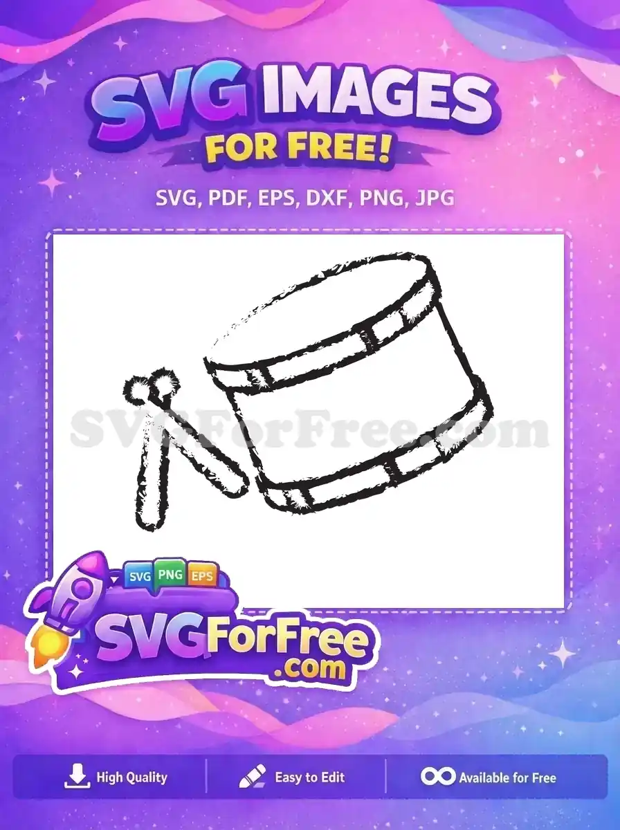 Free Black White Distressed Drum Free Matching Drumsticks Musical Percussion Free SVG