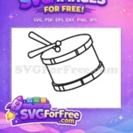 Free Outline Drum Free Drumsticks Musical Instrument Percussion Sound Free SVG - Instant Download