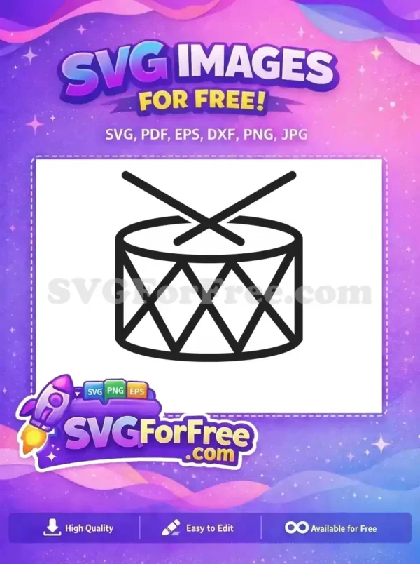 Free Black Snare Drum Free Crossed Drumsticks Percussion Instrument Free SVG