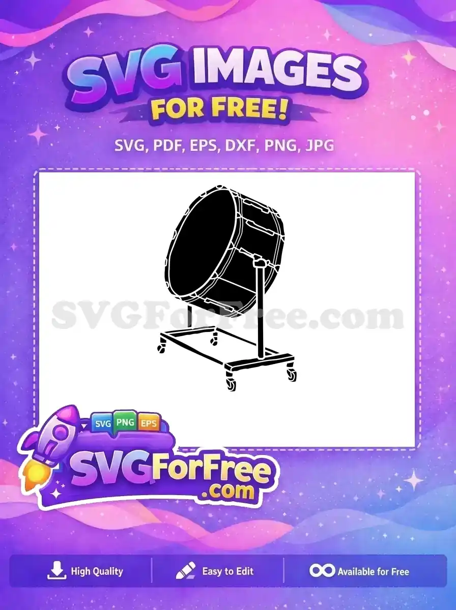 Free Black Bass Drum Free Rolling Stand Orchestra Band Free SVG
