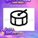 Free Black Outline Drum Free Percussion Instrument Music Icon Free SVG - Instant Download