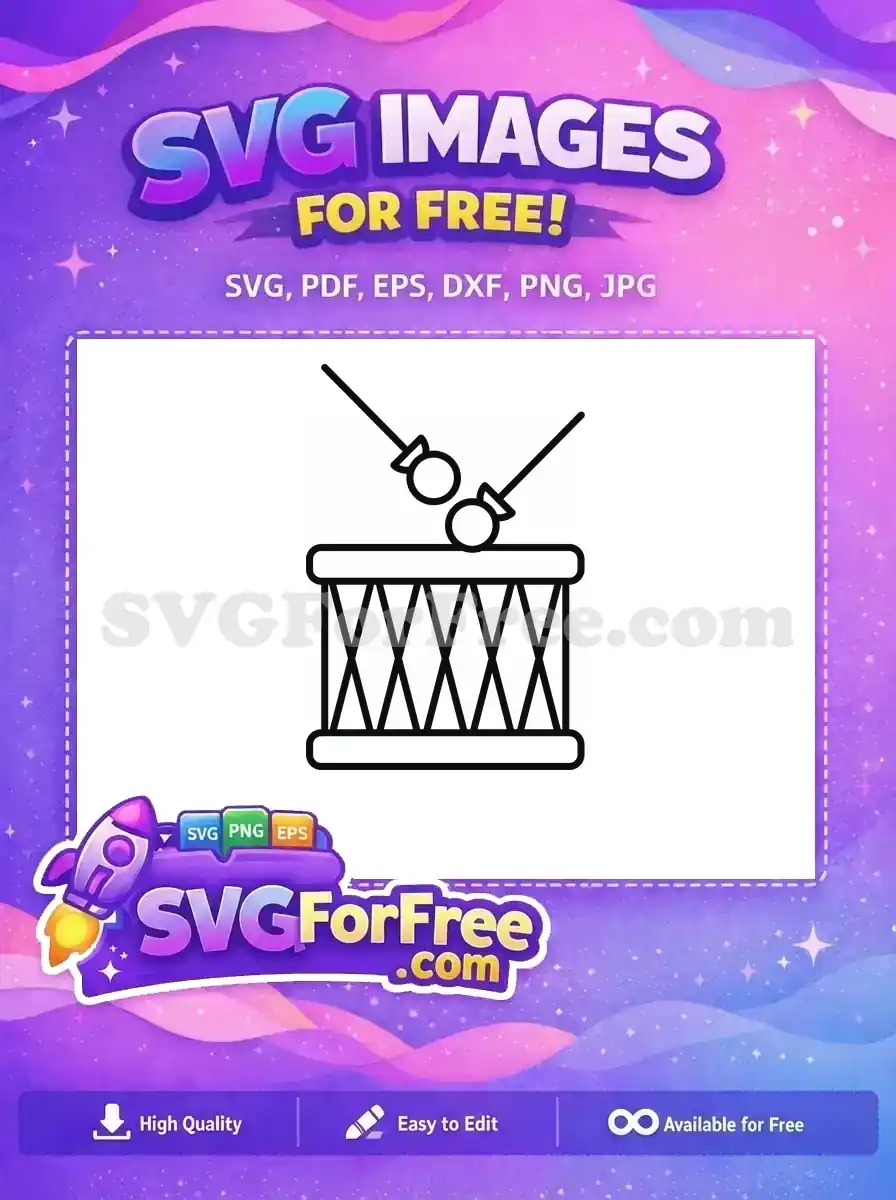Free Black Line Art Free Musical Percussion Drumming Instrument Free SVG