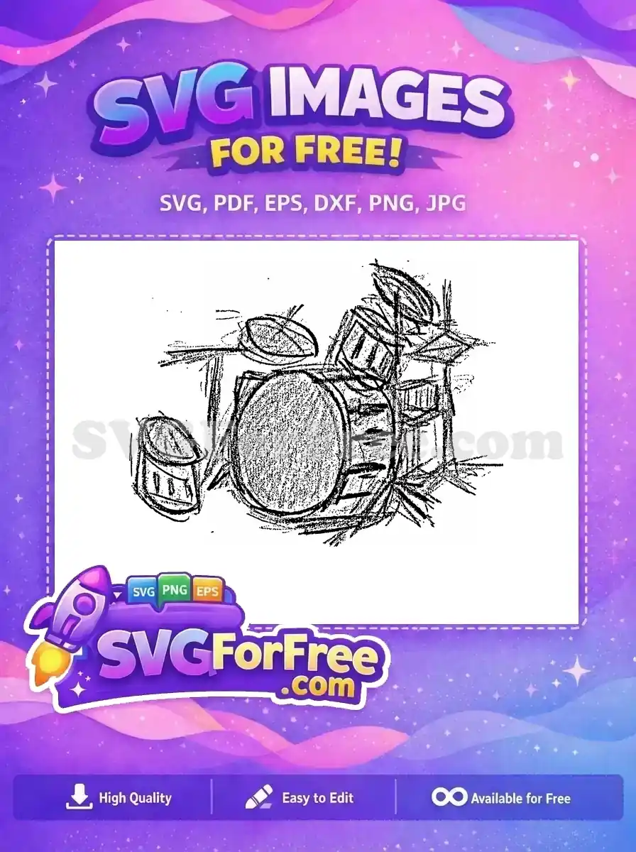 Free Rustic Hand-Drawn Drum Free Percussion Art Music Instrument Free SVG