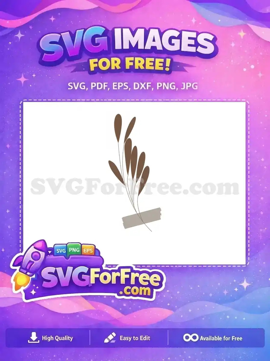 Free Brown Taped Stem Free Earthy Minimalist Leaves Dry Flower Art Free SVG