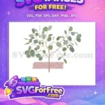 Free Eucalyptus Green Leaves Free Dry Flower Pink Tape Botanical Free SVG - Instant Download