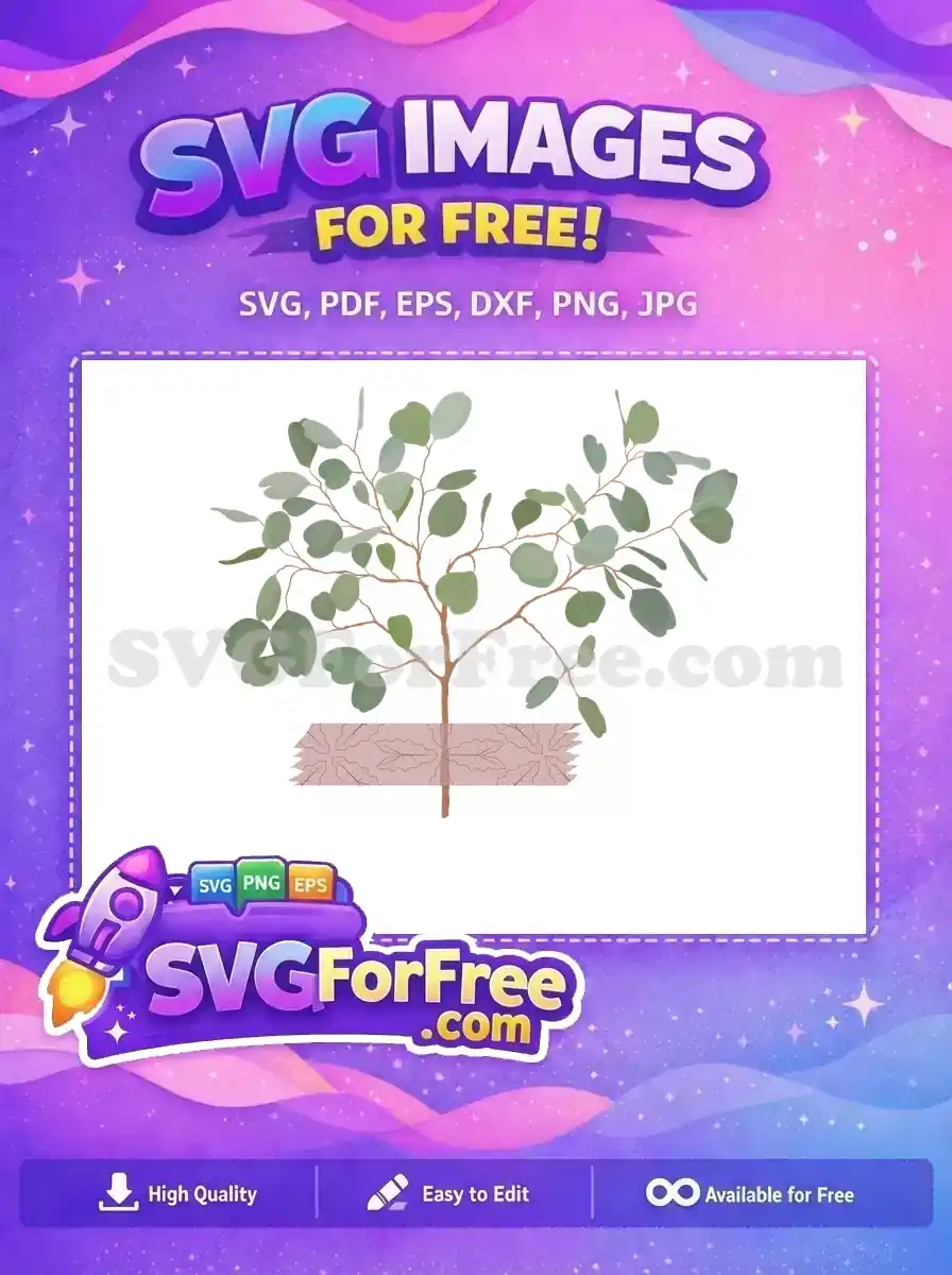 Free Eucalyptus Green Leaves Free Dry Flower Pink Tape Botanical Free SVG