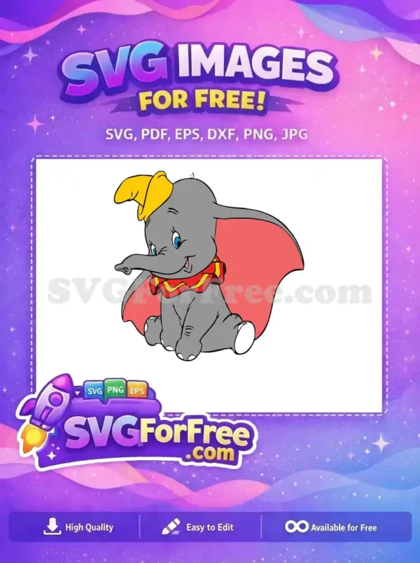 Free Dumbo smiling Free yellow hat Dumbo Disney Free SVG