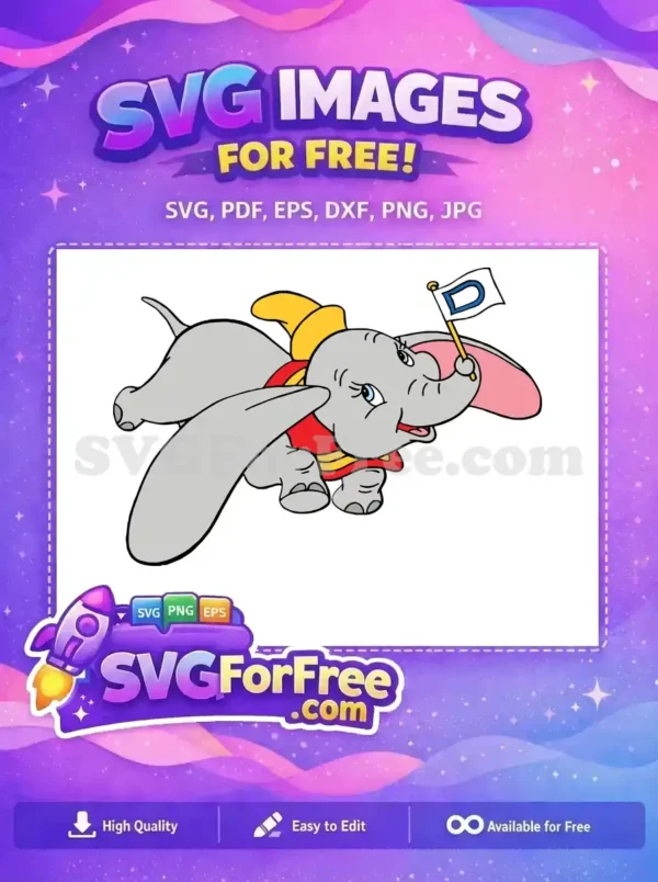 Free Happy Dumbo Yellow Hat Free D Flag Dumbo Disney Free SVG