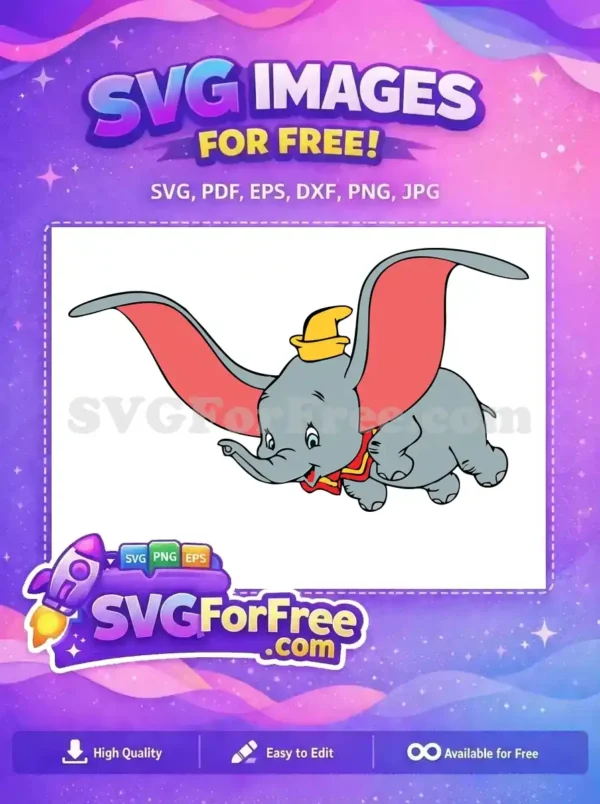 Free Flying Dumbo Free Yellow Hat Dumbo Disney Free SVG