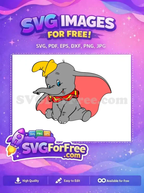 Free Happy Dumbo Free Yellow Hat Disney Red Collar Free SVG Free Happy Dumbo Free Yellow Hat Disney Red Collar Free SVG