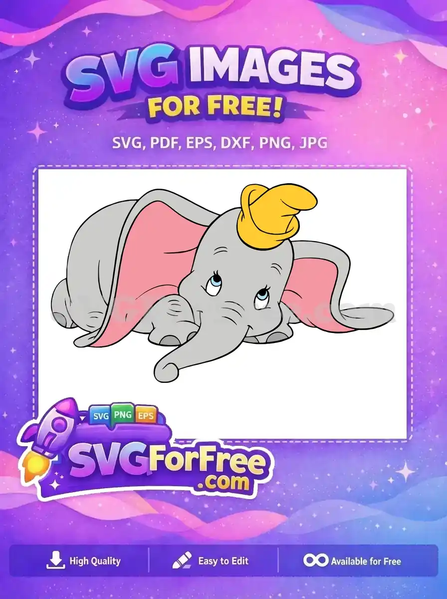Free Smiling Grey Free Yellow Hat Dumbo Disney Free SVG
