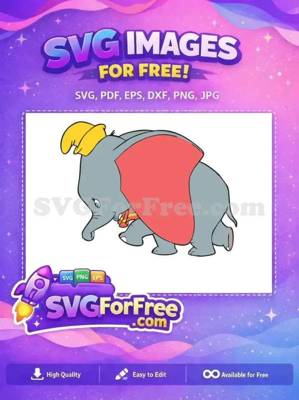 Free Cute Grey Elephant Free Red Blanket Dumbo Disney Free SVG