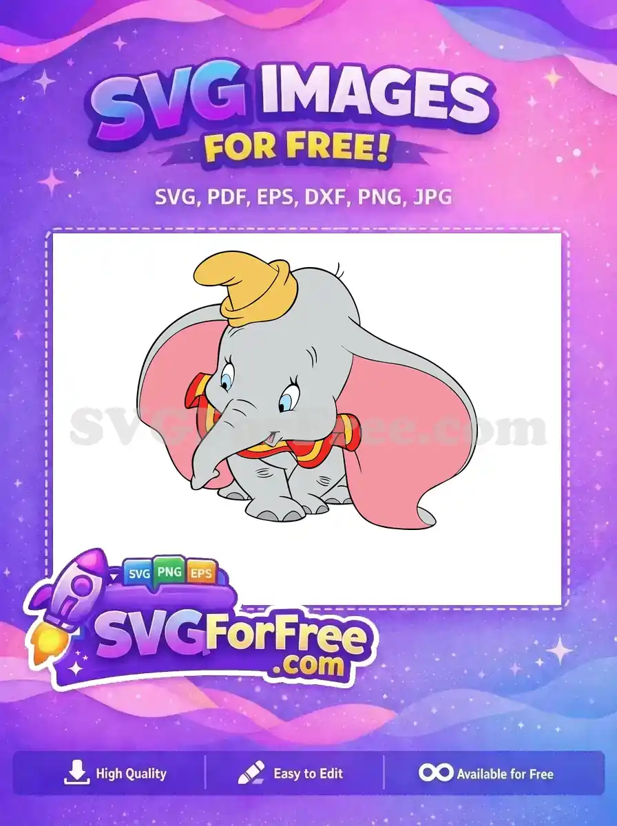 Free Cute Dumbo Free Yellow Hat Dumbo Disney Free SVG 1