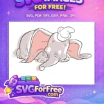 Free Peaceful Sleeping Dumbo Free Big Pink Ears Disney Elephant Free SVG - Instant Download