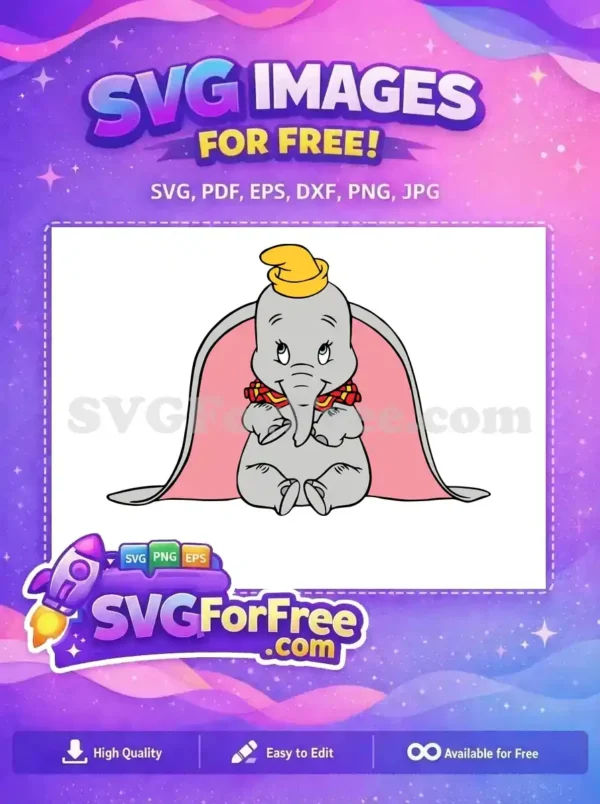 Free Dumbo Yellow Hat Free Red Collar Disney Free SVG