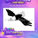 Free Black White Flying Free Smiling Cartoon Eagle Free SVG - Instant Download