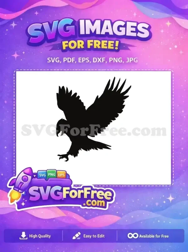 Free Aggressive Black Eagle Free Wings Outstretched Talons Hunter Free SVG