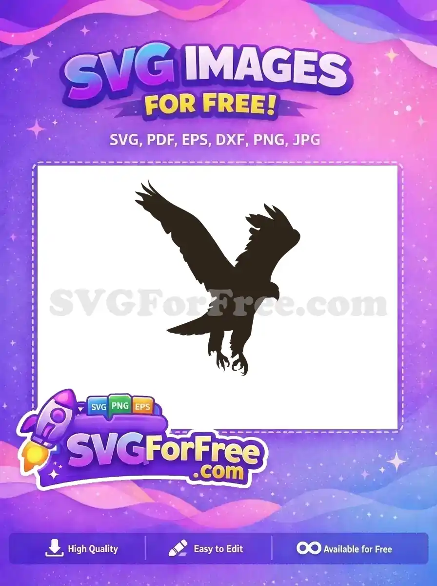 Free Majestic Flying Eagle Free Powerful Dark Silhouette Wildlife Art Free SVG