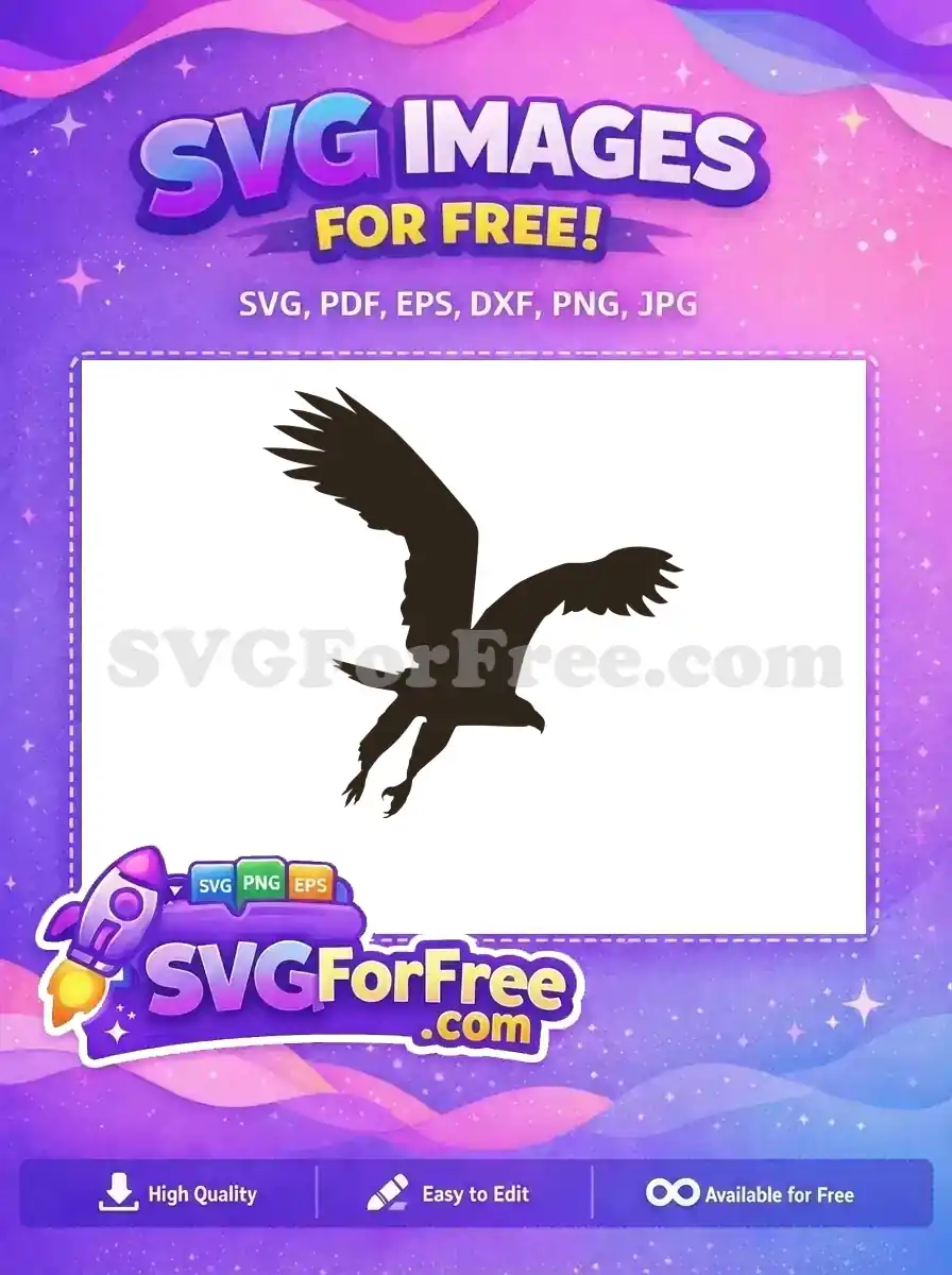 Free Dark Powerful Eagle Free Soaring Wings Silhouette Wildlife Predator Free SVG