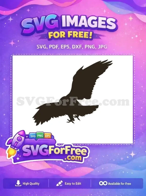 Free Flying Eagle Free Spread Wings Dark Silhouette Free SVG