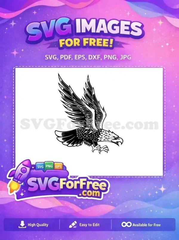 Free Powerful Eagle Free Spreading Wings Wildlife Art Free SVG