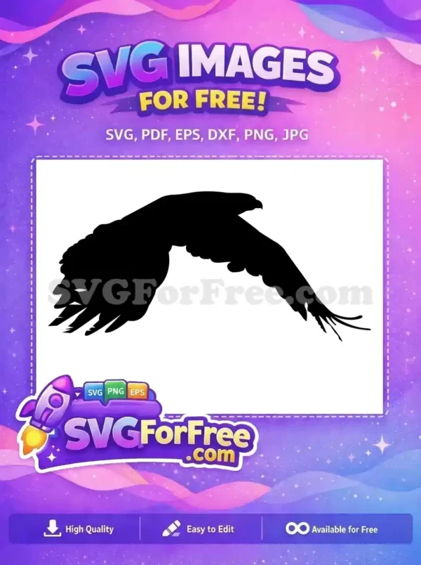 Free Flying Eagle Silhouette Free Spread Wings Black Patriotic Design Free SVG