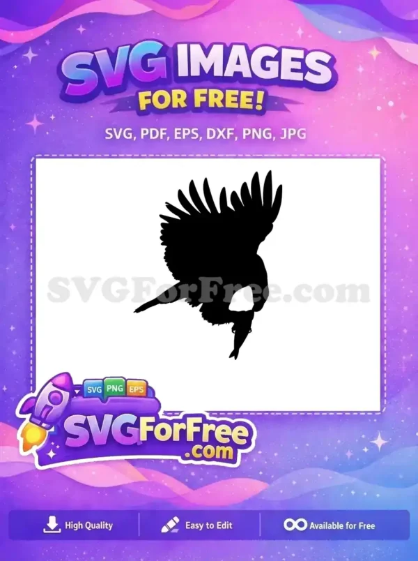 Free majestic diving eagle Free black silhouette hunting fish Free SVG