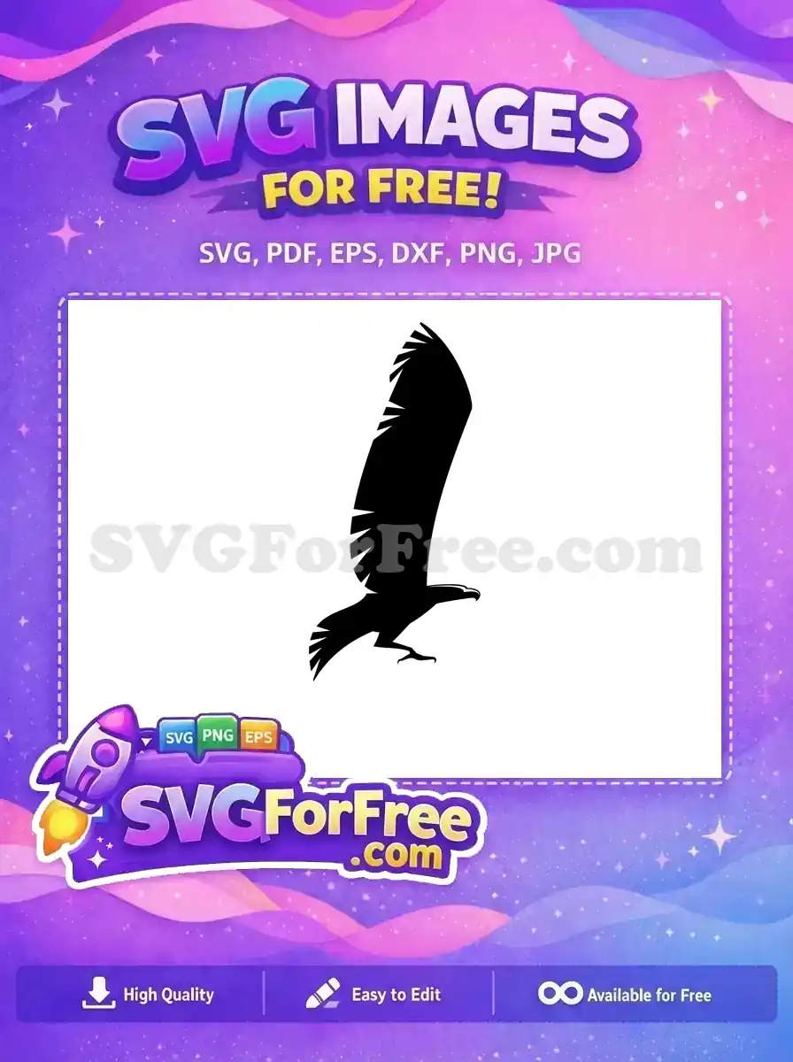 Free Majestic Eagle Flying Free Black Silhouette Wildlife Design Free SVG