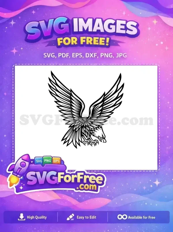 Free Fierce Eagle Flying Free Detailed Wings Talons Wildlife Free SVG