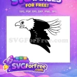 Free Cute Flying Free Black White Patriotic Eagle Free SVG - Instant Download