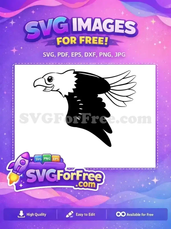 Free Cute Flying Free Black White Patriotic Eagle Free SVG