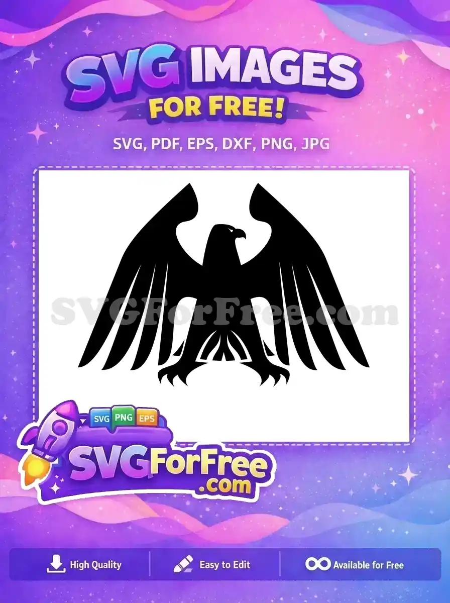 Free Black Silhouette Eagle Free Majestic Wings Spread Power Symbol Free SVG