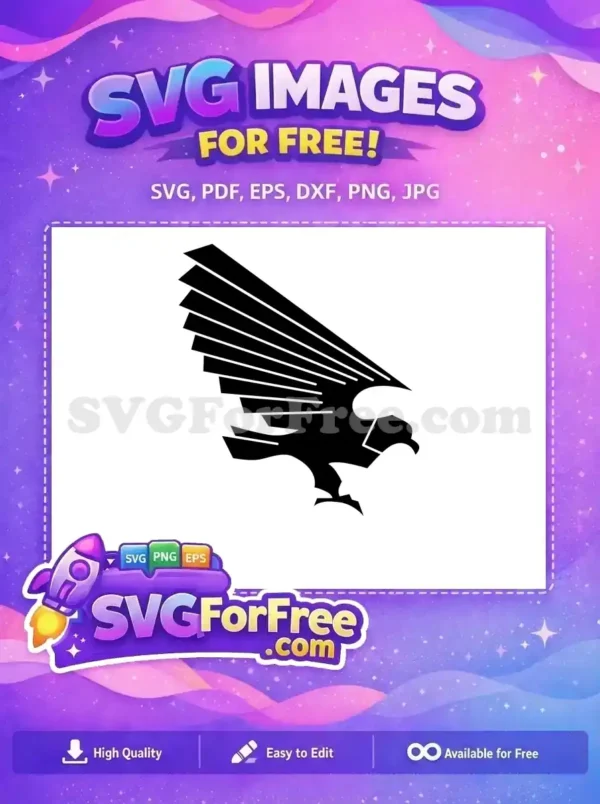 Free Powerful Black Eagle Free Modern Stylized Wing Geometric Line Art Free SVG