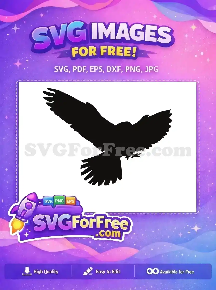 Free Majestic Flying Free Black Silhouette Eagle Predator Free SVG